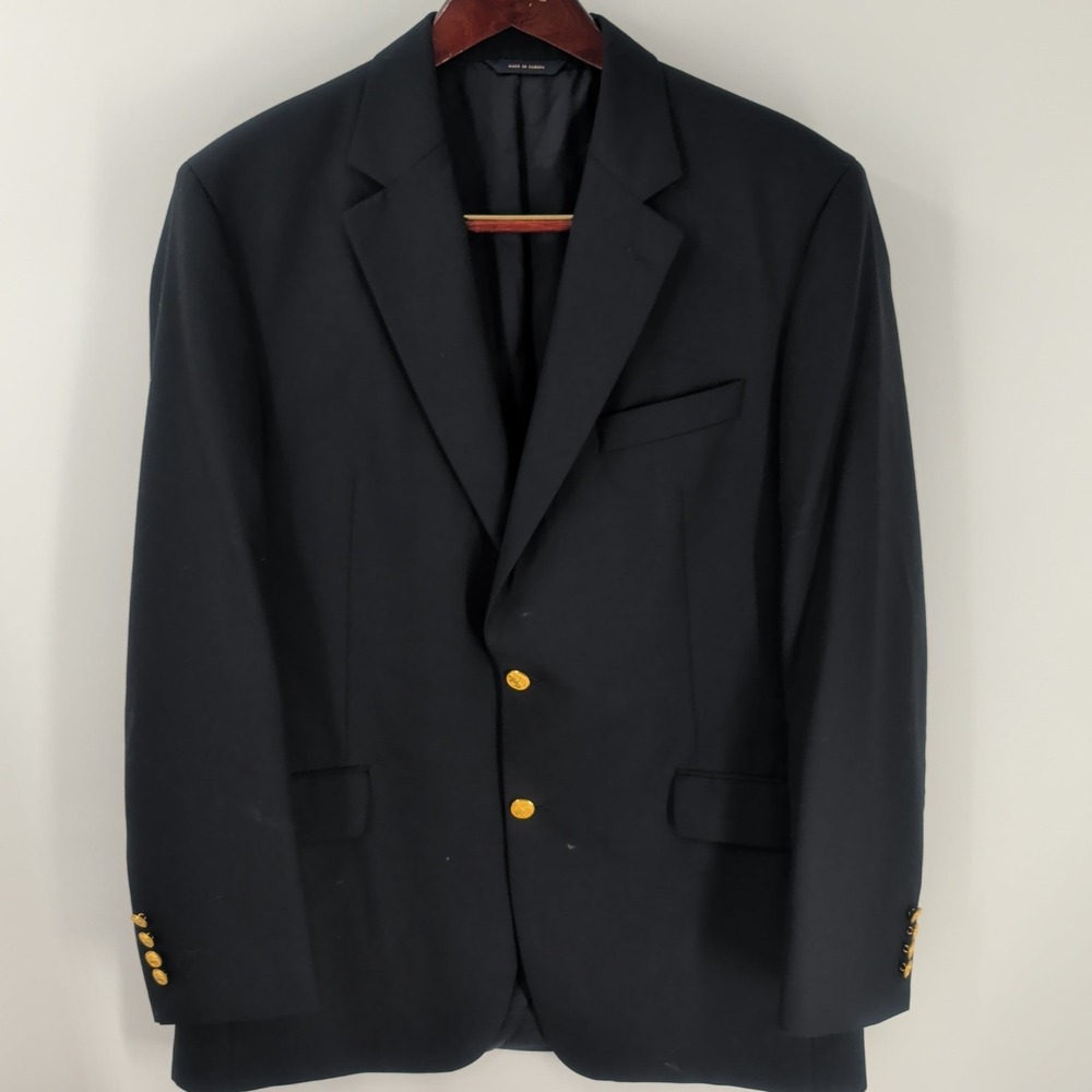 Brooks Brothers Brooksease Ing Loro Piana Gold Buttons Wool Blazer Navy Blue 43L - Picture 3 of 15